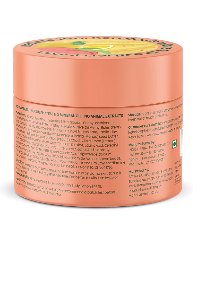 PLIX THE PLANT FIX - PLIX - THE PLANT FIX Peaches & Lemon Detan Bump Eraser Scrub (200g) | Removes Tan & Restores Skin’s Moisture, Reduces Dark Spots, Uneven Skin Tone, & Reveals Softer Smoother Skin - Image 1