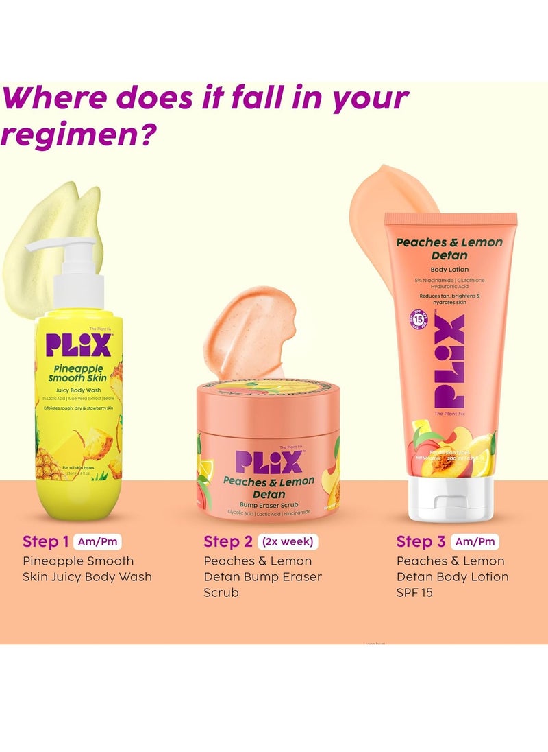 PLIX THE PLANT FIX - PLIX - THE PLANT FIX Peaches & Lemon Detan Bump Eraser Scrub (200g) | Removes Tan & Restores Skin’s Moisture, Reduces Dark Spots, Uneven Skin Tone, & Reveals Softer Smoother Skin - Image 1
