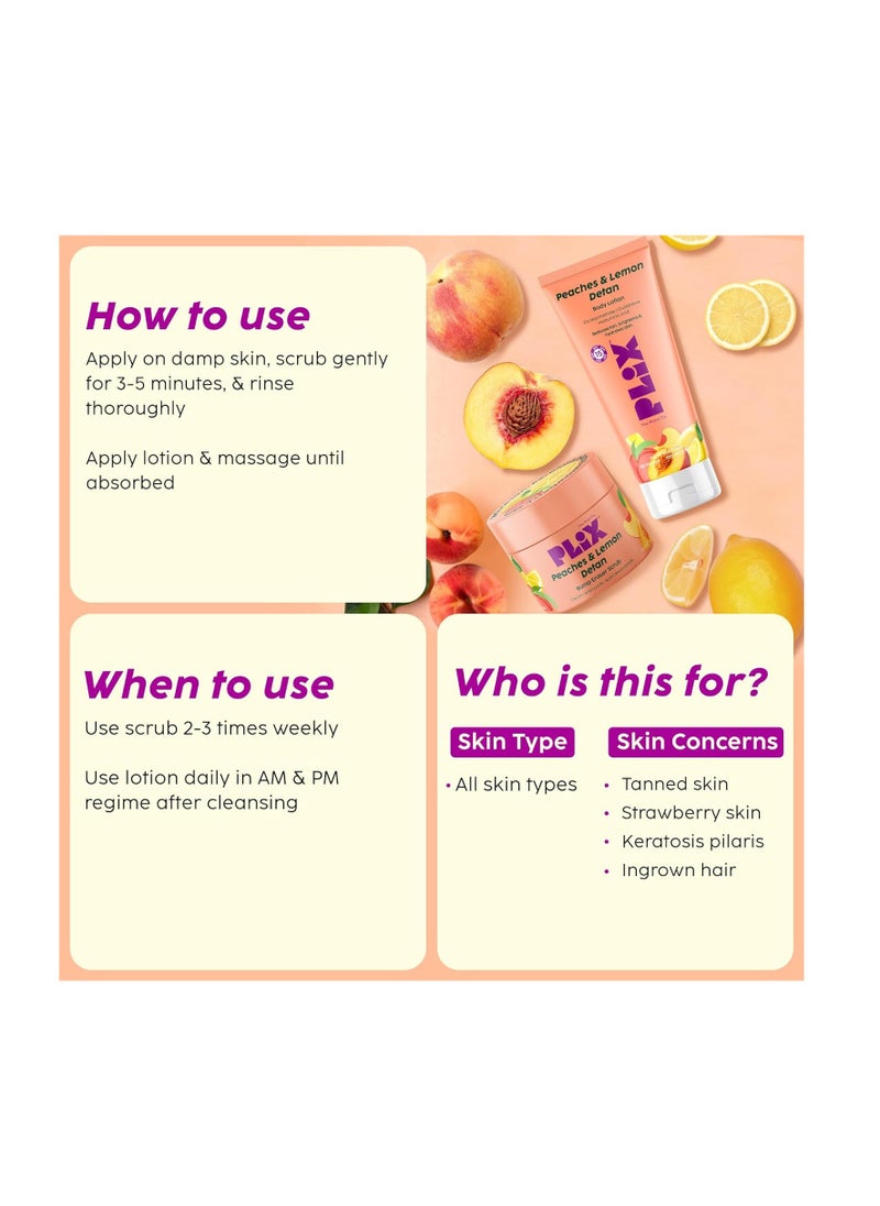 PLIX THE PLANT FIX - PLIX - THE PLANT FIX Peaches & Lemon Detan Bump Eraser Scrub (200g) | Removes Tan & Restores Skin’s Moisture, Reduces Dark Spots, Uneven Skin Tone, & Reveals Softer Smoother Skin - Image 1
