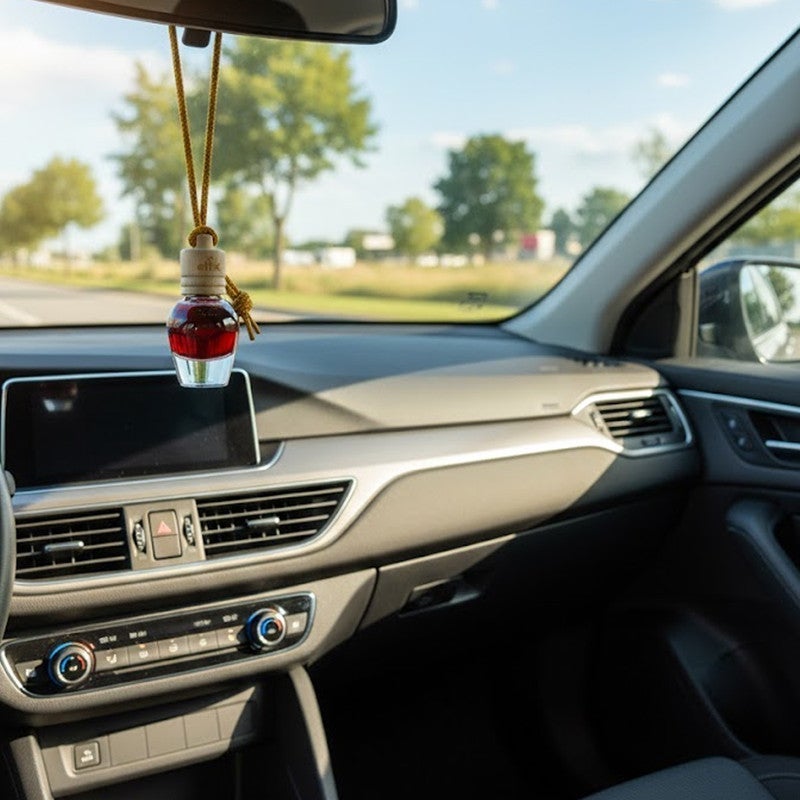 معطر جو معلق للسيارة برائحة الليمون، زجاجة معطرة، عطر سائل يدوم طويلاً، غير سام وخالٍ من الكحول، غطاء خشبي مانع للتسرب، مزيل للروائح في السيارة والمنزل والمكتب وغرفة النوم، معطر داخلي عضوي مناسب لجميع الفصول. - Image 2