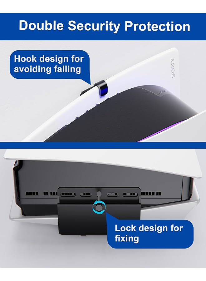 erorex Ps5 Wall Mount For Playstation 5 Disc Edition And Digital Edition Mount The Console On Wall Near Or Behind Tv With Invisible Design Including 2 Accessories Holders Black Not For Ps5 Slim - Image 4