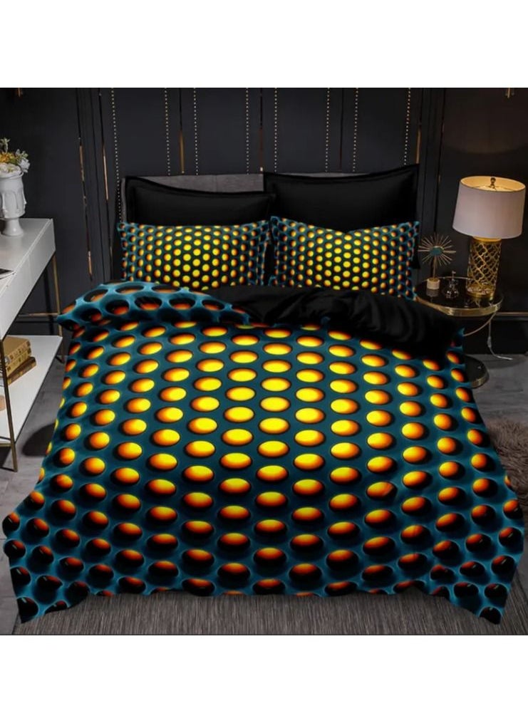 Exlene 3 piece Duvet Cover Set, Geometric Patterns Printed Bedding Set Duvet Cover, For Bedroom, Guest Room, 180cm x 210cm  - Image 3
