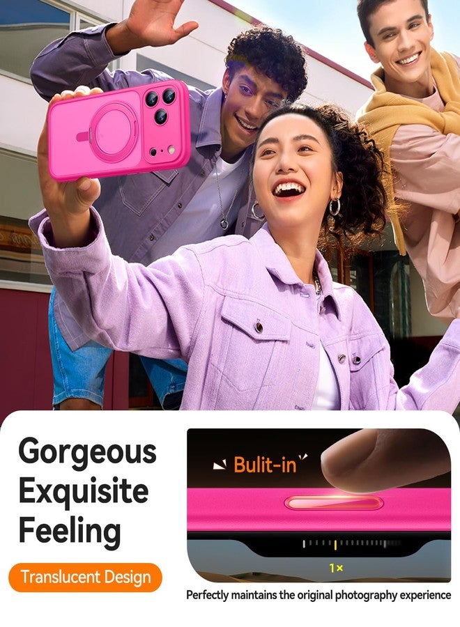 كانشن جراب CANSHN المغناطيسي لهاتف iPhone 17 Pro (6.3 بوصة) مع حامل دوار 360 درجة [للتحكم بالكاميرا]، غطاء هاتف شفاف غير لامع مطور [حماية كاملة للكاميرا]، لون وردي فاقع - Image 5