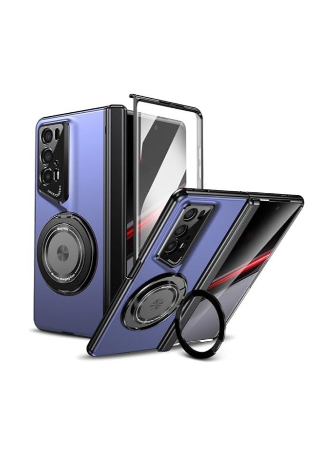 متوافق مع واقي Honor Magic V2 RSR بحماية تروس مغناطيسية، يحتوي على واقي شاشة مدمج يمكن تدويره بزاوية 360 درجة، غطاء صلب رقيق مقاوم للصدمات مصنوع من ي كربونات.