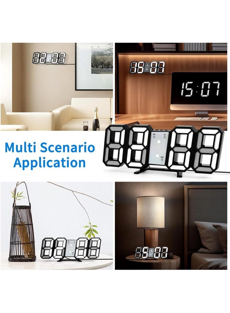 Beauenty 3D Digital Alarm Clock,Wall LED Number Time Clock with 3 Auto Adjust Brightness Levels，Modern Night Light LED Electronic Clock Date,Temperature Display (black) - Image 5