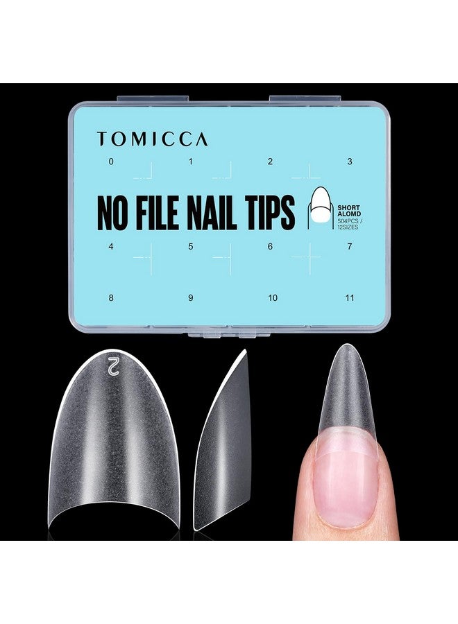 TOMICCA Short Almond Nail Tips 504Pcs Full Matte Press On Half Cover Acrylic Nails 12 Sizes No C Curve Fake Nail Tips For Nail Extension Art Home Diy Nail Salon - Image 1