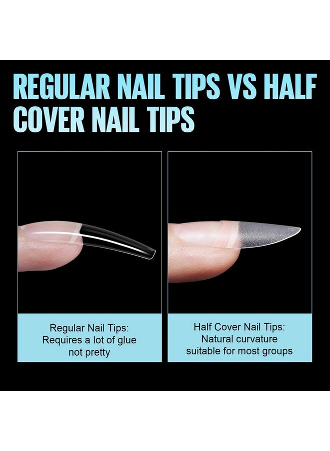 TOMICCA Short Almond Nail Tips 504Pcs Full Matte Press On Half Cover Acrylic Nails 12 Sizes No C Curve Fake Nail Tips For Nail Extension Art Home Diy Nail Salon - Image 4