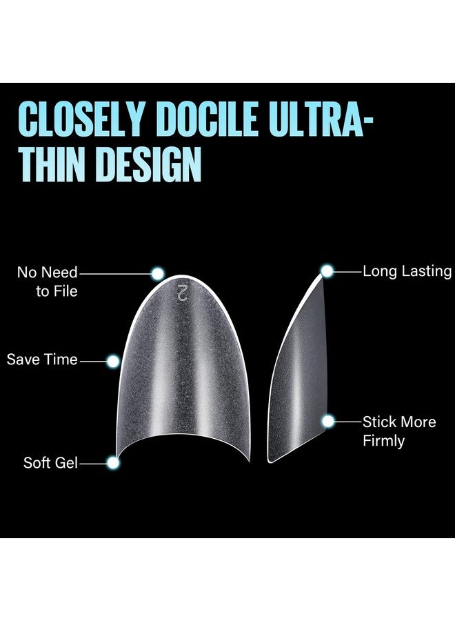 TOMICCA Short Almond Nail Tips 504Pcs Full Matte Press On Half Cover Acrylic Nails 12 Sizes No C Curve Fake Nail Tips For Nail Extension Art Home Diy Nail Salon - Image 3