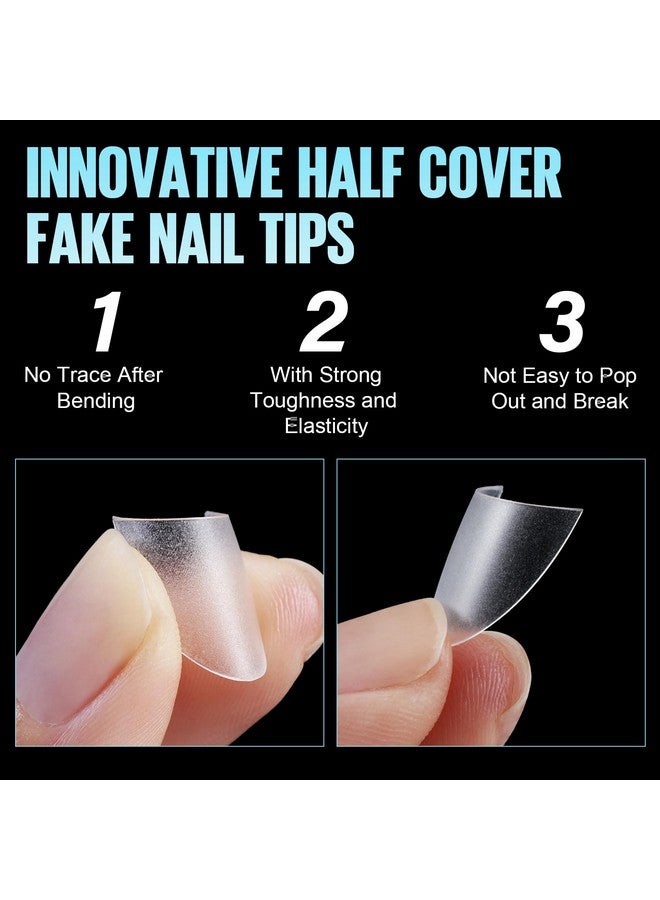 TOMICCA Short Almond Nail Tips 504Pcs Full Matte Press On Half Cover Acrylic Nails 12 Sizes No C Curve Fake Nail Tips For Nail Extension Art Home Diy Nail Salon - Image 5