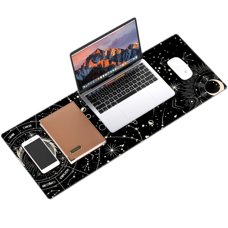 Galdas Gaming Mouse Pad XXL XL Large Long Extended Big Mousepad Non-Slip Rubber Keyboard Desk Pad with Stitched Edges for Laptop Home Office (31.5x11.8x0.08 Inch) â€¦ (Black Moon) - Image 3