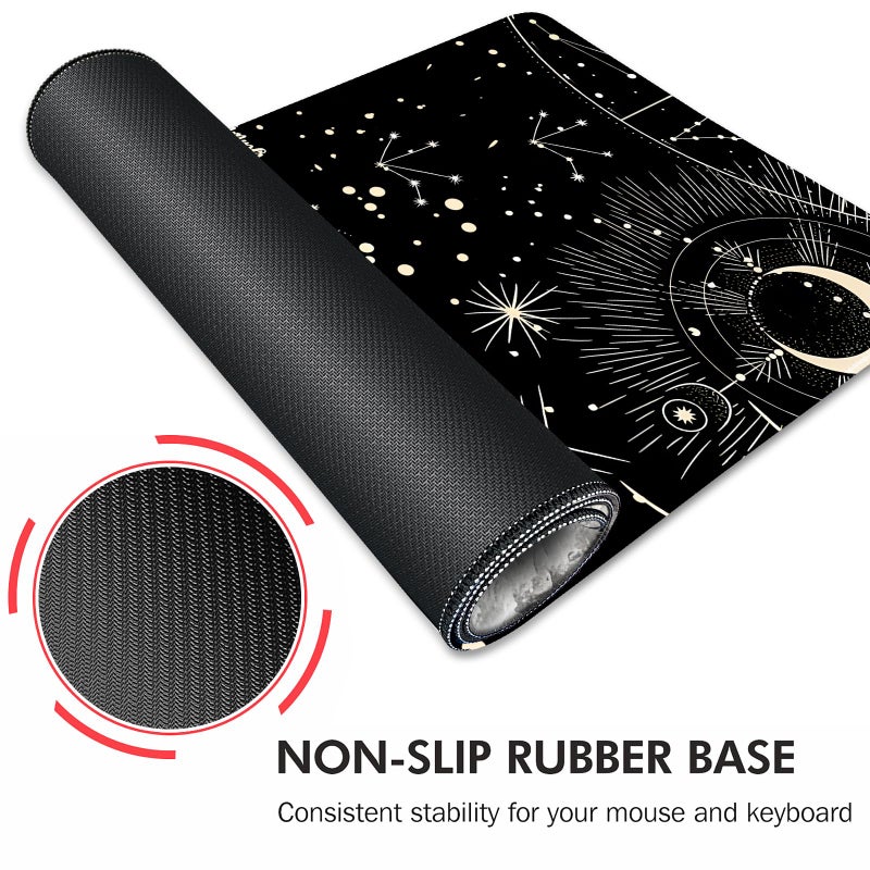 Galdas Gaming Mouse Pad XXL XL Large Long Extended Big Mousepad Non-Slip Rubber Keyboard Desk Pad with Stitched Edges for Laptop Home Office (31.5x11.8x0.08 Inch) â€¦ (Black Moon) - Image 5