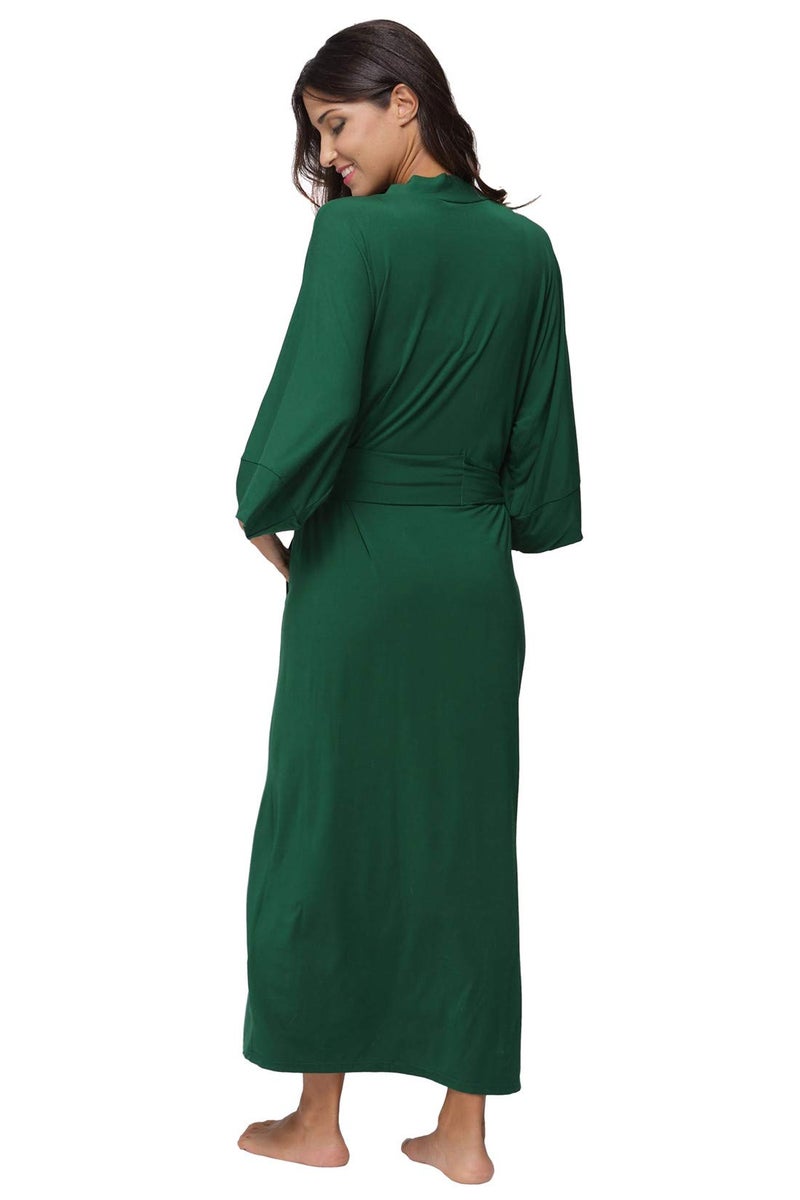 MissNina Women's Long Robes Soft Bathrobes Loungewear Sleepwear Robes,Dark Green - Image 5