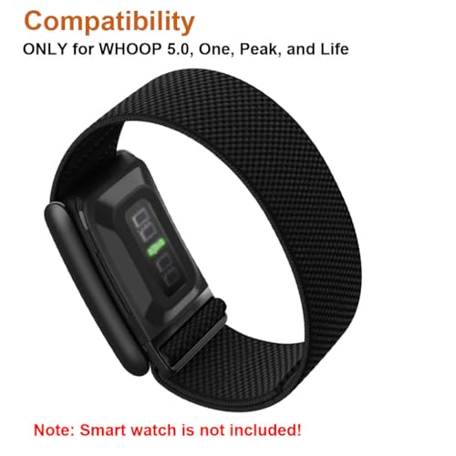 Sankel Nylon Band Compatible for WHOOP 5.0, One, Peak, and Life, Ultra-Soft,Adjustable Sport Comfort Stretchy Elastic Braided Replacement Wristbands Straps for Whoop 5.0 | NOT for Gen 4 (Black) - Image 2