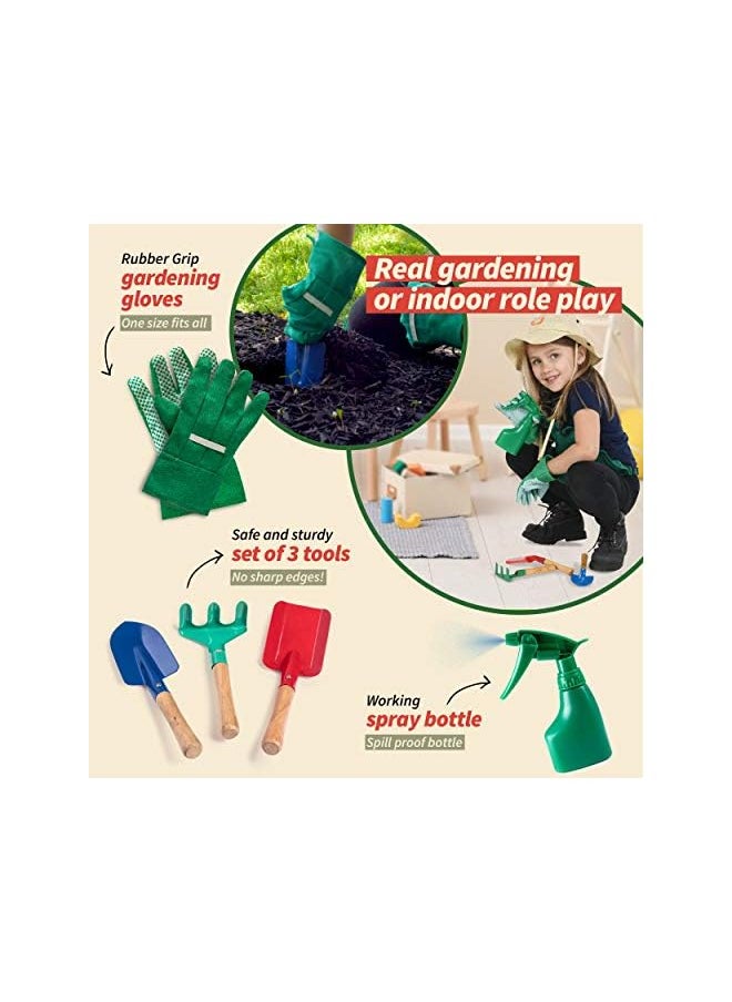 Born Toys Born Toys Kids Gardening Set, Kids Gardening Tools with rake, Kids Gardening Gloves and Washable Apron Set for Real or Sand Gardening and Dress up Clothes or Role Play  - Image 3