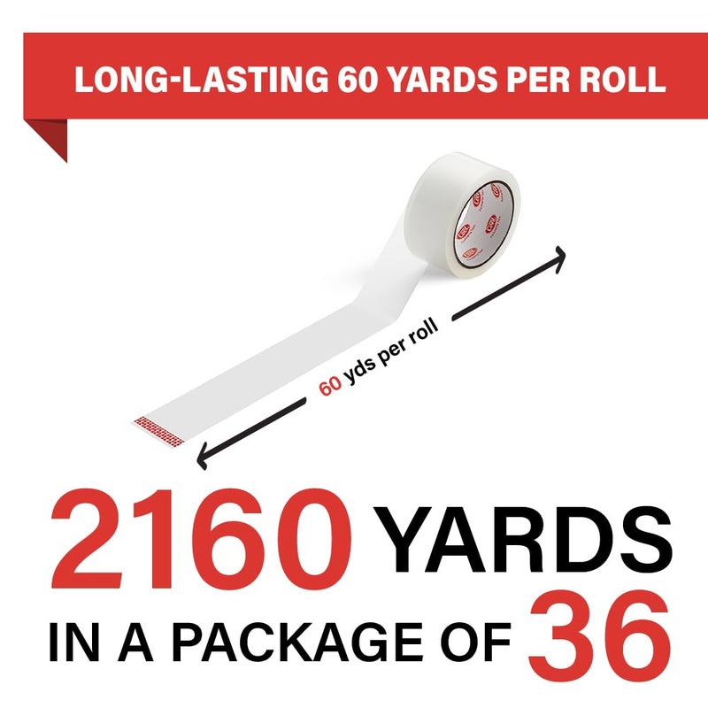 Simply Cool Packing Tape 36 Rolls, Clear Heavy Duty Packaging Tape for Shipping, Moving Boxes, Sealing, Mailing & Storage â€“ Strong 1.88â€ Wide x 60 Yards Per Refill Roll, 2160 Yards Total - Image 2