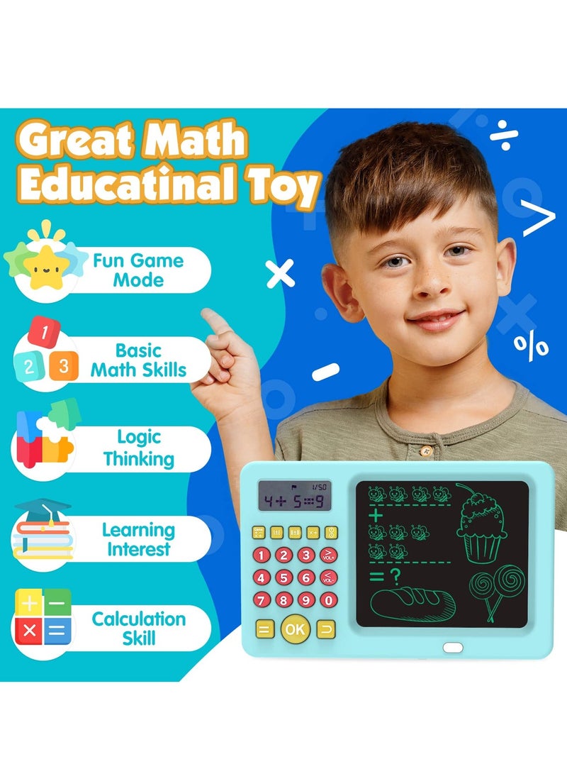 SYOSI LCD Writing Tablet Toy for Kids Math Games 6 7 8, Electronic Toys Learning Math, Birthday Gifts Boys Girls Blue - Image 4