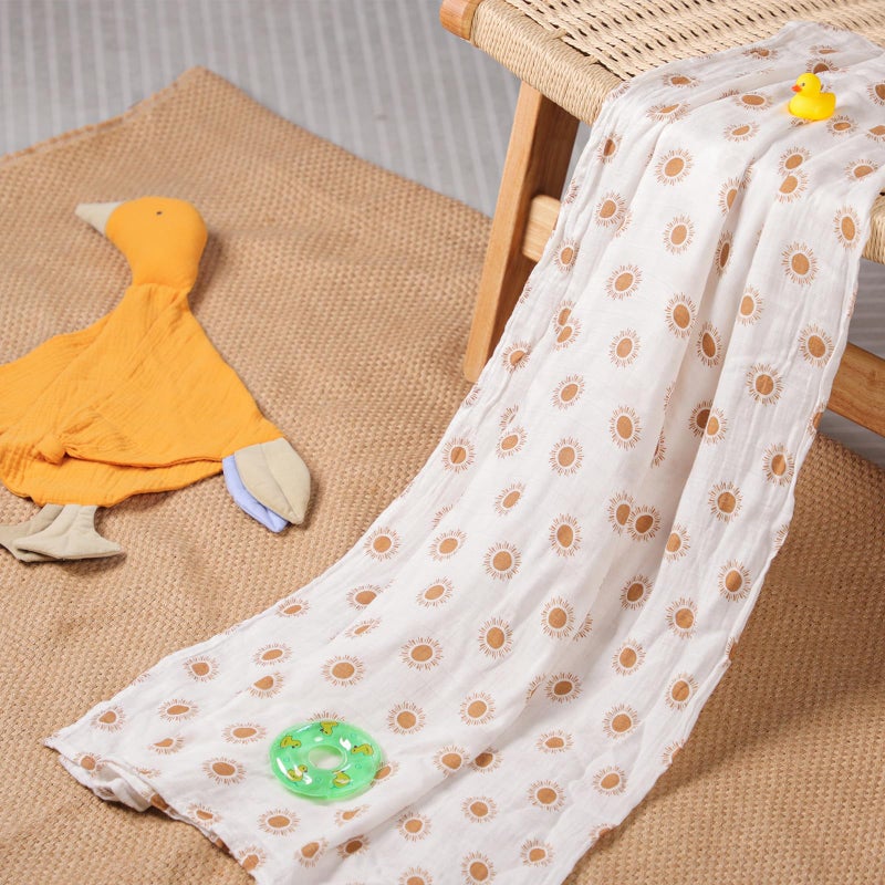 Knirose Soft Baby Muslin Swaddle Blanket for Newborns - Gender-Neutral Receiving Wrap for Boys and Girls, 47x47in (120x120cm) Large (Lovely Sun) - Image 2