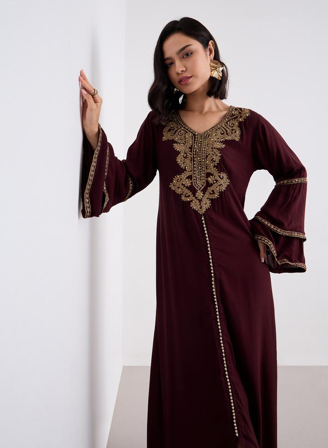 ستايلي جلابية ستيلى بأكمام واسعة مطرزة بخيوط - Image 5