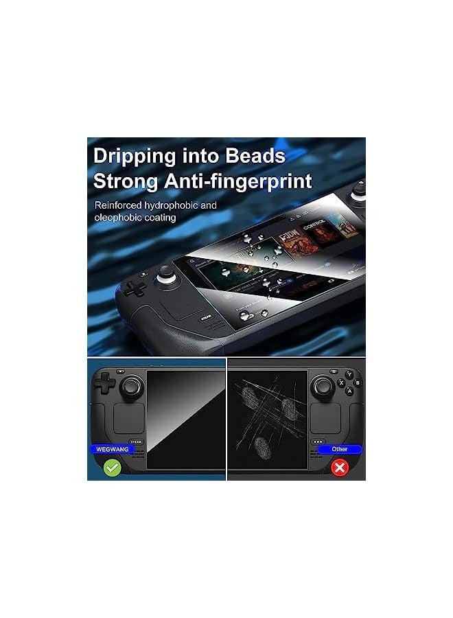 بروماس [عبوتان] واقي شاشة Steam Deck 2022 مضاد للوهج، واقي زجاجي فائق الدقة مقاس 7 بوصة، طبقة صلابة 9H مقاومة للصدمات، سهلة التركيب، زجاج مقسى مقاوم للخدش لإصدار جديد من Steam Deck - Image 3