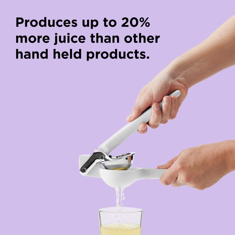 Chef'n FreshForce Lemon Squeezer Citrus Juicer, Manual Hand Press with Dual-Gear Power for Maximum Juice Extraction, Durable, Baking White - Image 3
