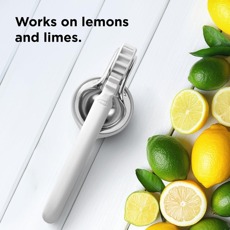 Chef'n FreshForce Lemon Squeezer Citrus Juicer, Manual Hand Press with Dual-Gear Power for Maximum Juice Extraction, Durable, Baking White - Image 5