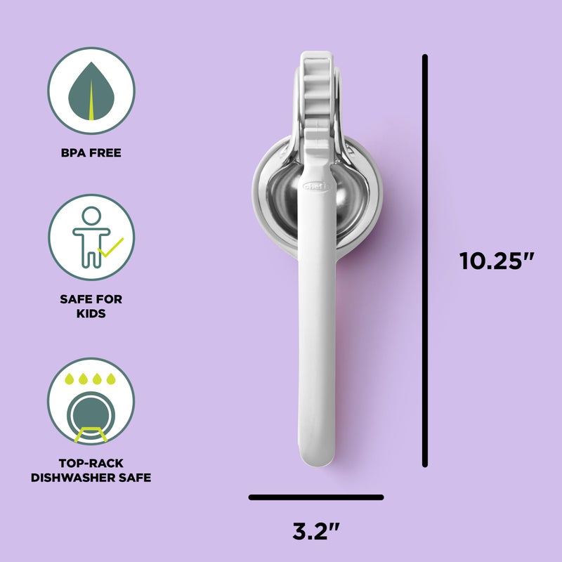 Chef'n FreshForce Lemon Squeezer Citrus Juicer, Manual Hand Press with Dual-Gear Power for Maximum Juice Extraction, Durable, Baking White - Image 2
