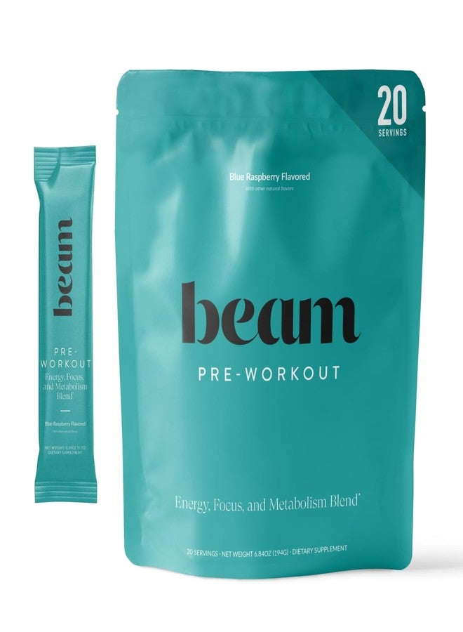 Beam Pre Workout Powder – Pre Workout Supplement with Organic Caffeine, 350 mg Electrolytes & Nootropic Focus Support, No Sugar, Pre Workout for Women & Men, Blue Raspberry Flavor, 20 Servings - Image 1