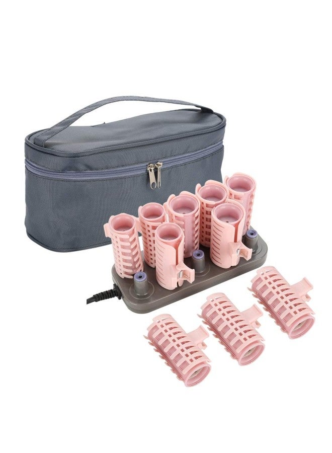 klarako 10-Pack Hair Roller Sets, Instant Heat Hot Rollers, Salon Hair Dressing Curlers, Hair Styling Tool for Women Travel Bag, Pink 