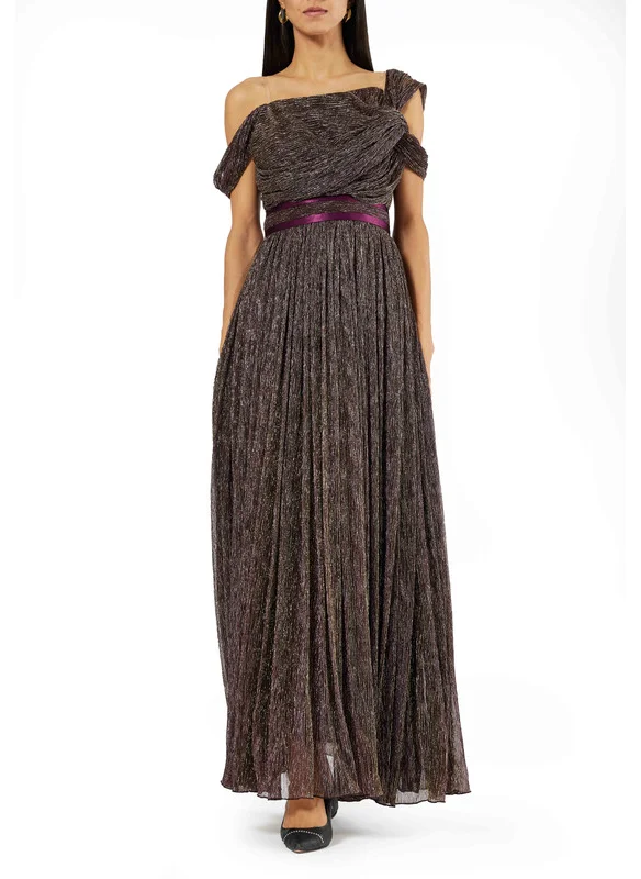 امري Asymmetric Off-Shoulder Ruched Drape Gown