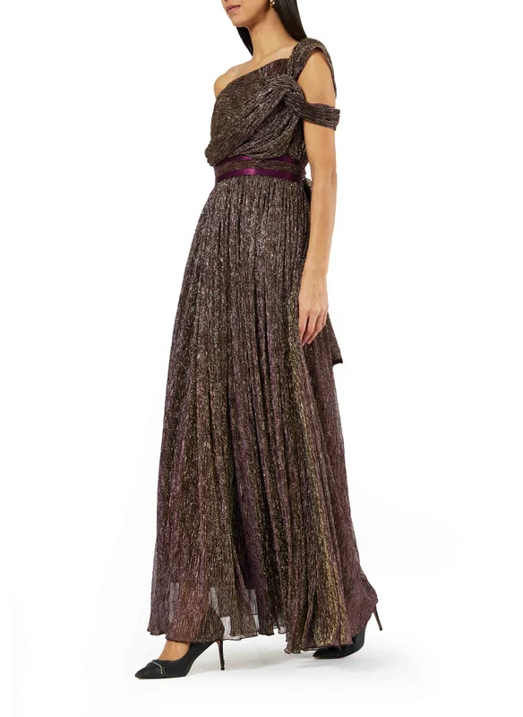 امري Asymmetric Off-Shoulder Ruched Drape Gown