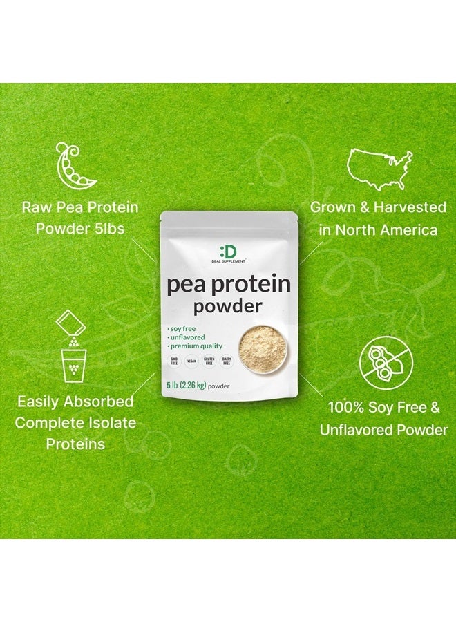 DEAL SUPPLEMENT مسحوق بروتين البازلاء غير المنكه، 5 أرطال - من البازلاء المزروعة في أمريكا الشمالية - شكل معزول سهل الهضم - رائع للشيك، والبار، أو الوجبات الخفيفة - 27 جرام بروتين لكل حصة، خالي من الصويا، نباتي - Image 4