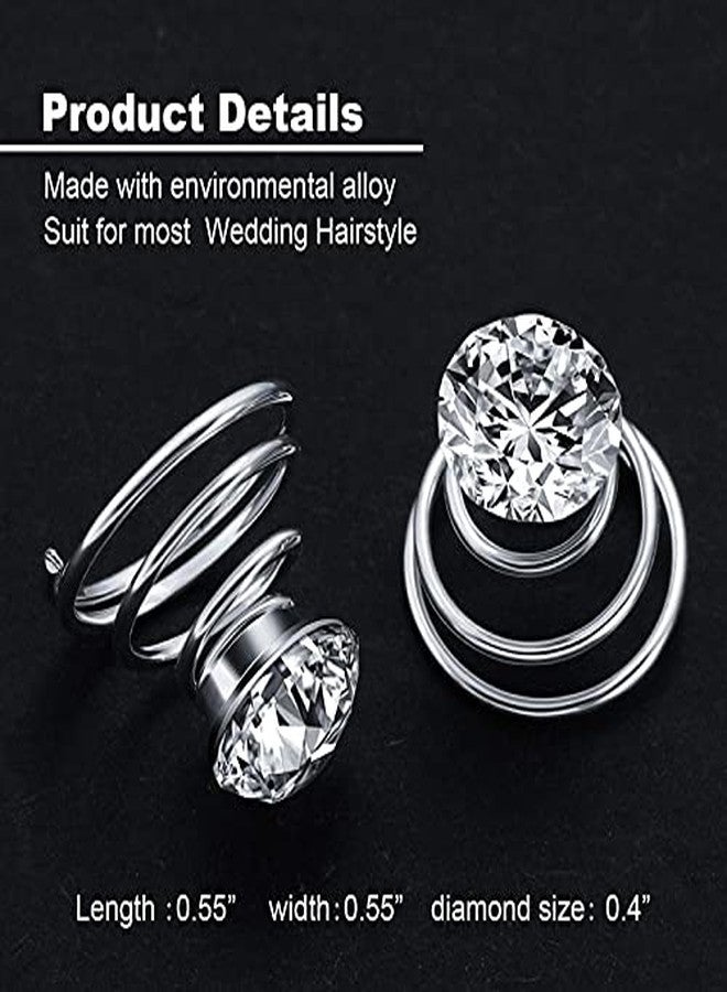 Shidara Rhinestone Crystal Twisters Set Spiral Hair Pin Silver Coil For Wedding, Bridal, Prom, Party And Special Occasion With Clear Container | Multi | 12 Pieces - Image 3