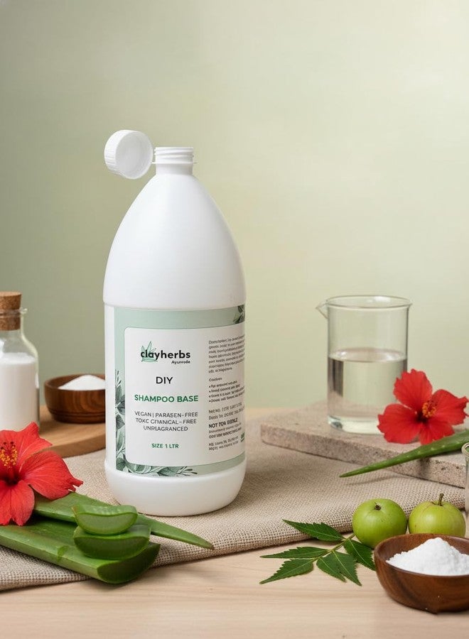 Clayherbs 1 Ltr Herbal Green Shampoo Base - Sulfate & Paraben Free DIY Hair Cleanser - Light Green Botanical Formula with Aloe Vera & Neem Extracts - 1000ml Gentle Liquid Soap Base for All Hair Types - Image 4