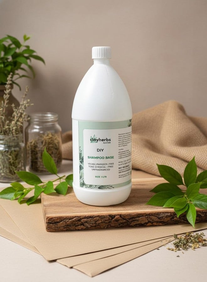 Clayherbs 1 Ltr Herbal Green Shampoo Base - Sulfate & Paraben Free DIY Hair Cleanser - Light Green Botanical Formula with Aloe Vera & Neem Extracts - 1000ml Gentle Liquid Soap Base for All Hair Types - Image 3