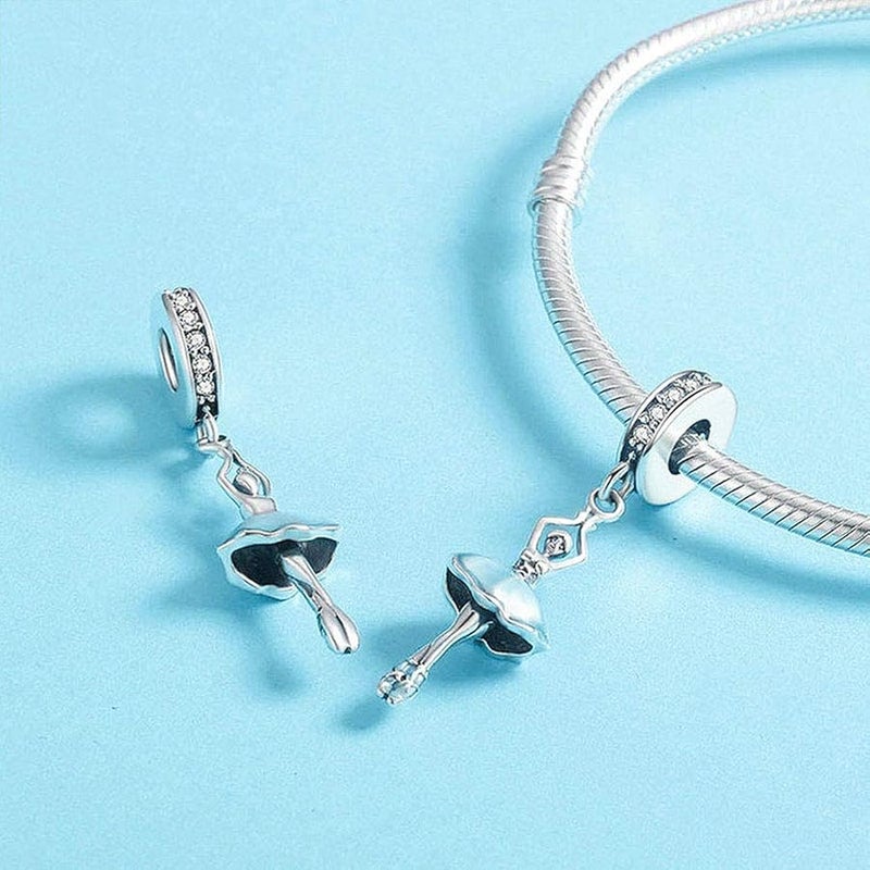 LAMOONY Ballet Girl Charm 925 Sterling Silver Dance Charm Anniversary Charm Heart Charm for Pandora Charm Bracelet - Image 4