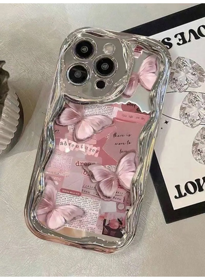 Shein New Cream Wave iPhone Case with Butterfly Edge and Electroplating, Compatible with iPhone 15 Pro Max  - Image 2