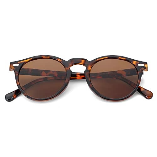 Gleyemor Vintage Polarized Sunglasses for Men UV400 Protection Retro Round Sunglasses Hand-crafted Acetate Frame (Tortoise Frame/Brown Lens) - Image 3