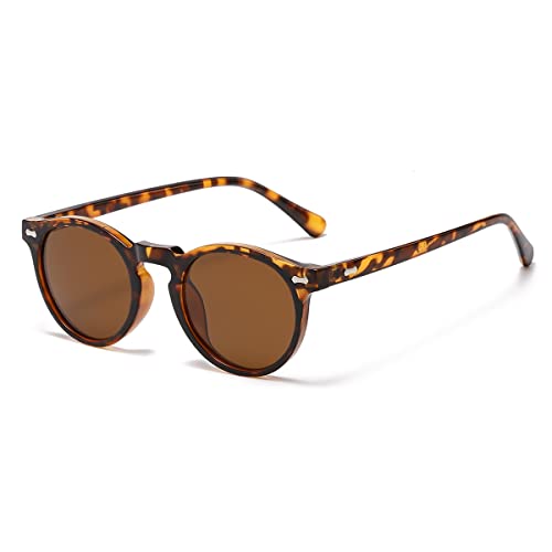 Gleyemor Vintage Polarized Sunglasses for Men UV400 Protection Retro Round Sunglasses Hand-crafted Acetate Frame (Tortoise Frame/Brown Lens) - Image 1
