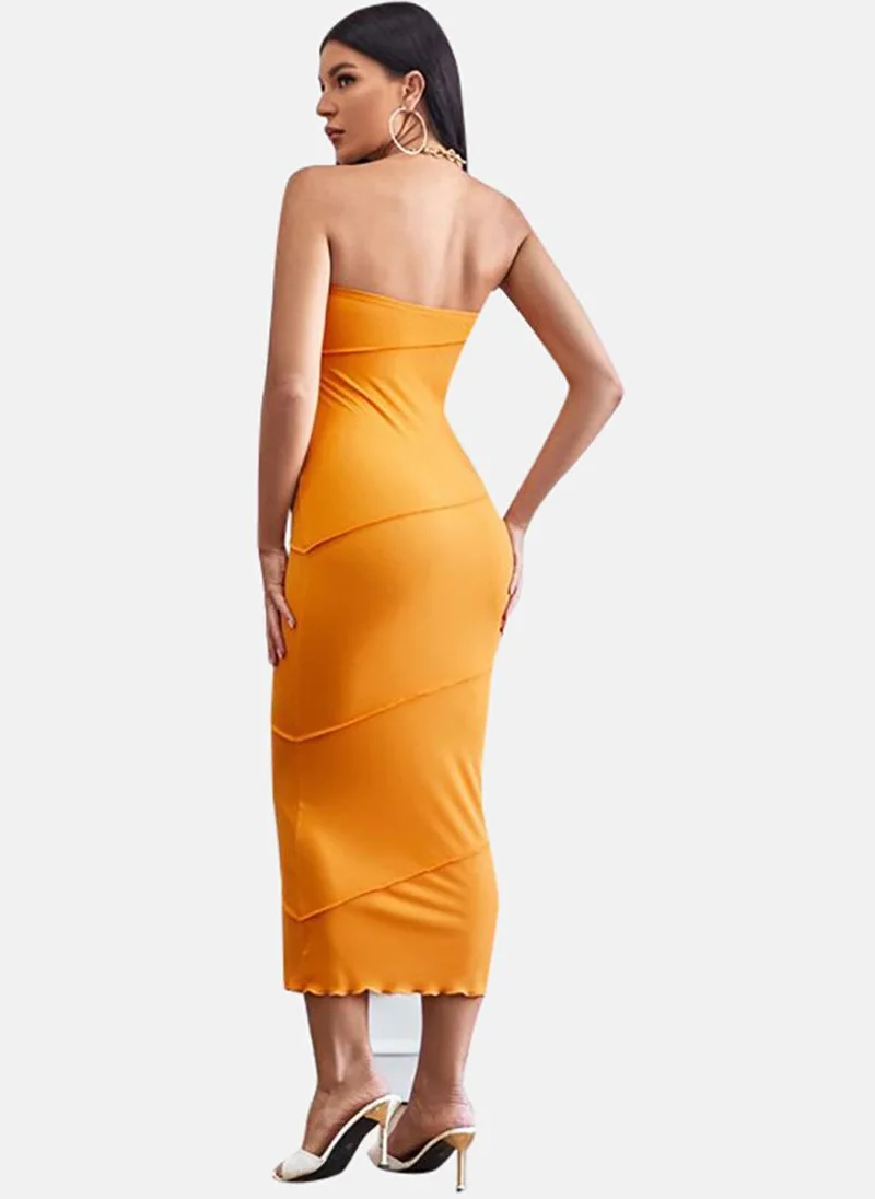 YUNIQEE Orange Strapless Midi Dress