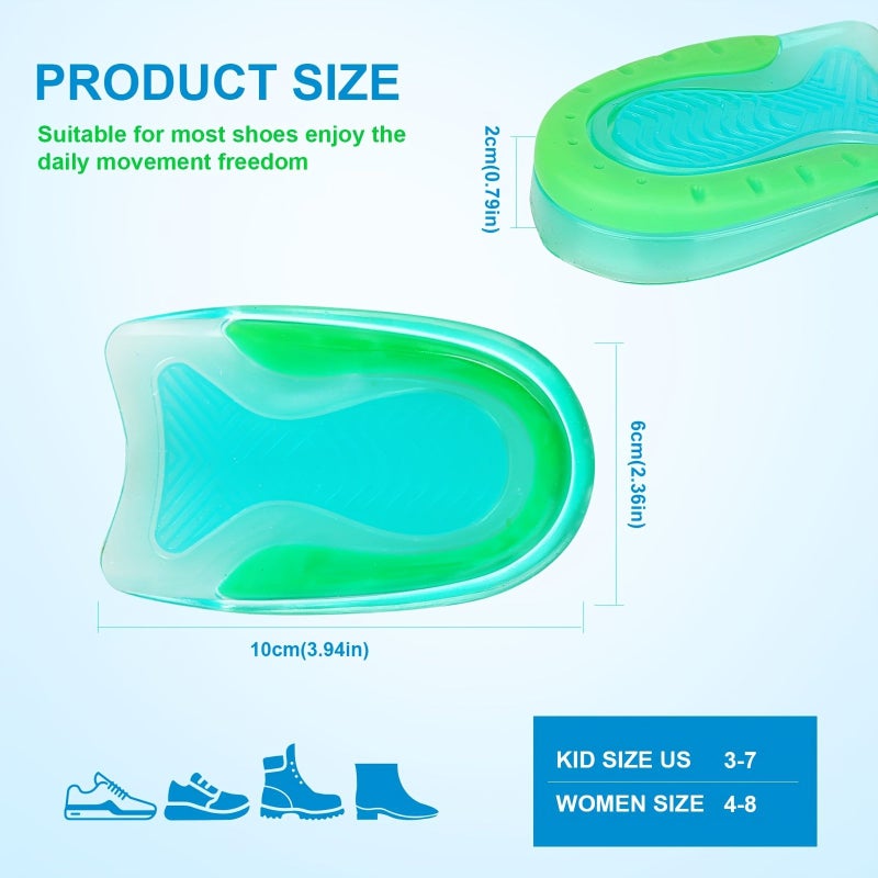 Green Gel Heel Cups for Heel Pain Relief Sport Shock Absorbing Lightweight Plantar Fasciitis - Image 3