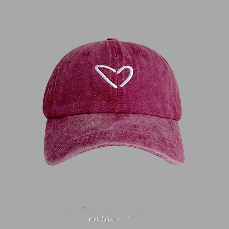 Embroidered Baseball Cap for Parents  Kids Heart wine red