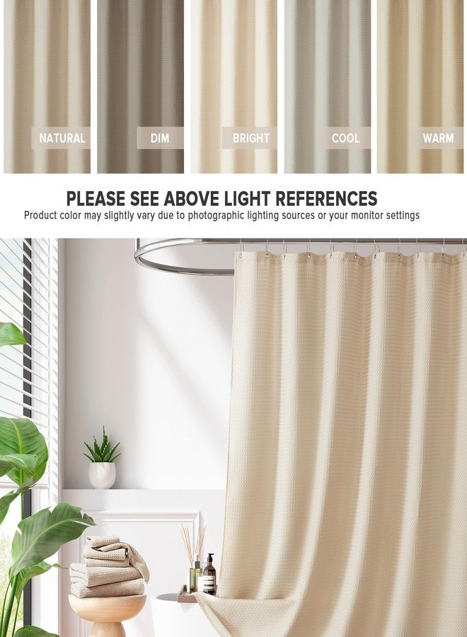Madison Park Shower Curtain Waffle Weave, Vibrant Dyed, Waffle Shower Curtain 3M Scotchgard Moisture Management, Farmhouse Extra Long Shower Curtains for Bathroom, Extra Long: 72"x84" Beige - Image 4