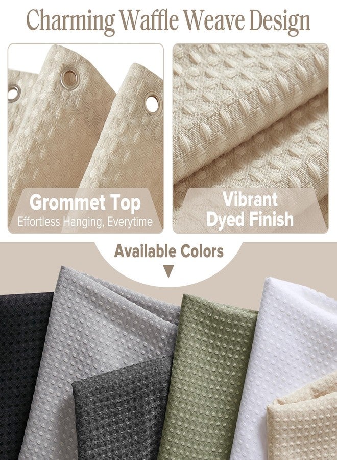 Madison Park Shower Curtain Waffle Weave, Vibrant Dyed, Waffle Shower Curtain 3M Scotchgard Moisture Management, Farmhouse Extra Long Shower Curtains for Bathroom, Extra Long: 72"x84" Beige - Image 3