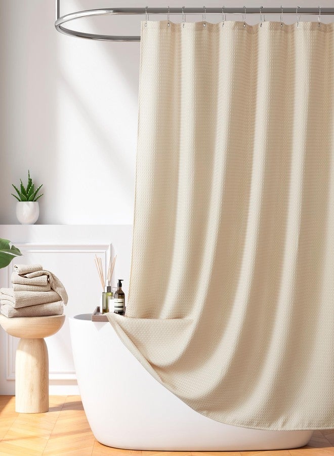 Madison Park Shower Curtain Waffle Weave, Vibrant Dyed, Waffle Shower Curtain 3M Scotchgard Moisture Management, Farmhouse Extra Long Shower Curtains for Bathroom, Extra Long: 72"x84" Beige - Image 1