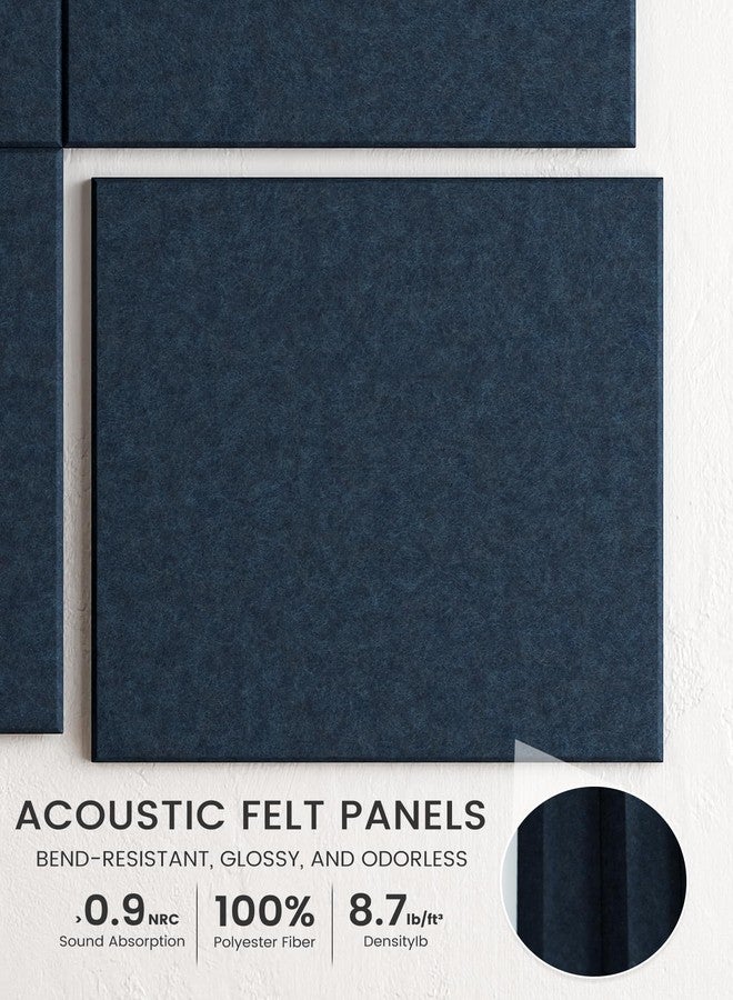 Bumusty Large Cork Board 48" x 36" Alternative - 12 Pack Felt Wall Tiles with 70 Safe Removable Adhesive Tabs, 30 Pushpins, Cork Boards for Walls Pin Board Bulletin Board Office Decor (Navy Blue) - Image 3