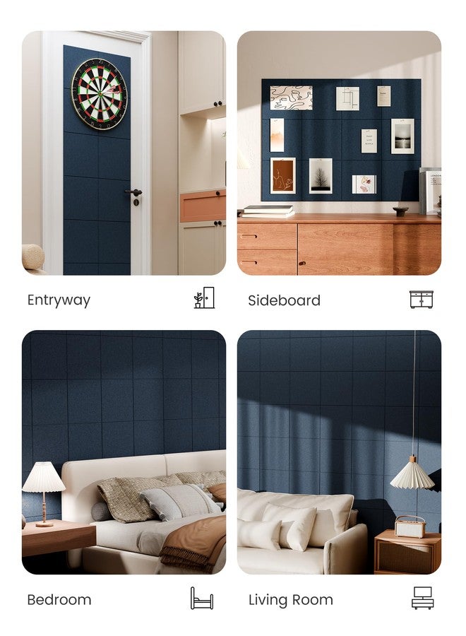 Bumusty Large Cork Board 48" x 36" Alternative - 12 Pack Felt Wall Tiles with 70 Safe Removable Adhesive Tabs, 30 Pushpins, Cork Boards for Walls Pin Board Bulletin Board Office Decor (Navy Blue) - Image 5
