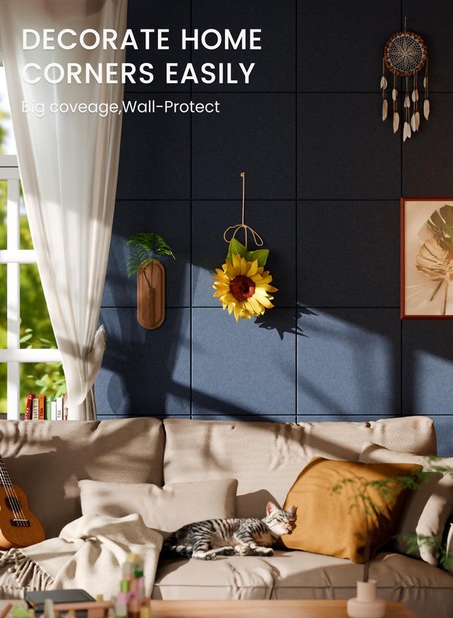 Bumusty Large Cork Board 48" x 36" Alternative - 12 Pack Felt Wall Tiles with 70 Safe Removable Adhesive Tabs, 30 Pushpins, Cork Boards for Walls Pin Board Bulletin Board Office Decor (Navy Blue) - Image 4