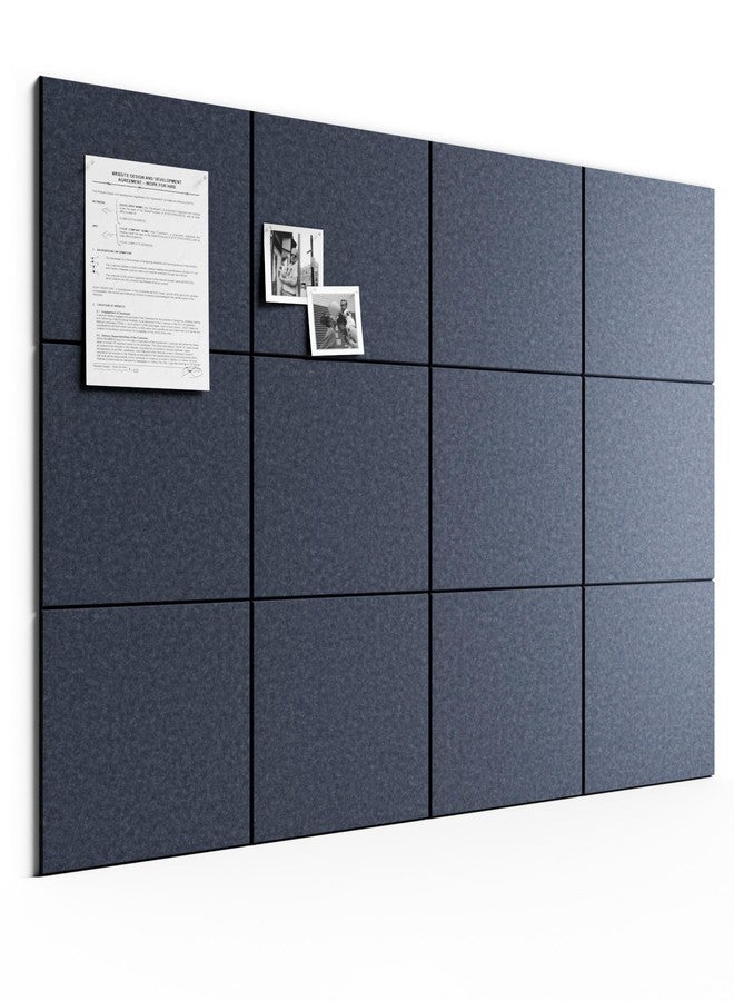 Bumusty Large Cork Board 48" x 36" Alternative - 12 Pack Felt Wall Tiles with 70 Safe Removable Adhesive Tabs, 30 Pushpins, Cork Boards for Walls Pin Board Bulletin Board Office Decor (Navy Blue) - Image 1