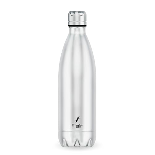 Flair Thermosteel Triumph 750ml Insulated Bottle – Silver & Black, Upto 24 Hours Hot and Cold, Leak Proof, BPA Free, Ideal for Travel, Hiking, Travel Bottle and Everyday Use - Image 1