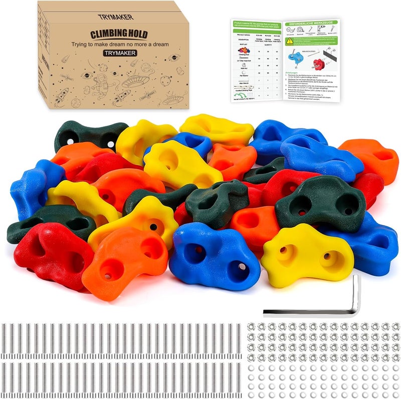 Trymaker Store Rock Climbing Holds, 30PCS Climbing Wall for Kids, Climbing Set for Adult Indoor and Outdoor(Small Size) - Image 1